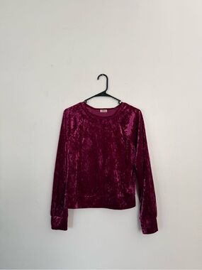 Wild Pearl Velvet Crewneck Sweatshirt - Berry